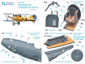 Quinta Studio QD48193 Albatros D.V 3D-Printed &amp;amp; coloured Interior on decal paper (Eduard) 1/48 – zdjęcie 11