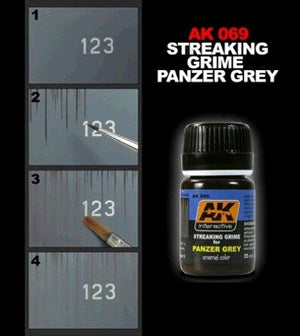 AK Interactive AK069 Streaking Grime For Panzer Grey 35ml – zdjęcie 2