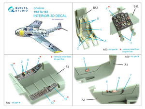 Quinta Studio QD48499 Ta 183 3D-Printed &amp;amp; coloured Interior on decal paper (Academy) 1/48 – zdjęcie 2
