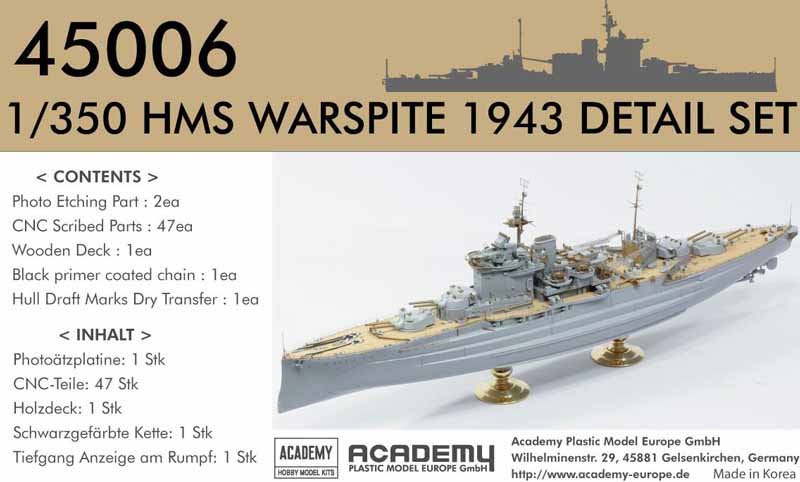 Academy 45006 Detail Set Warspite 1/350