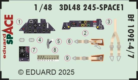 Eduard 3DL48245 Bf 109E-4/7 SPACE TAMIYA 1/48