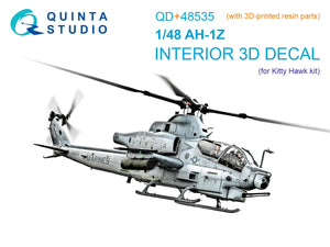 Quinta Studio QD+48535 AH-1Z Zulu Cobra/Viper 3D-Printed &amp;amp; coloured Interior on decal paper (KittyHawk) (with 3D-printed resin parts) 1/48
