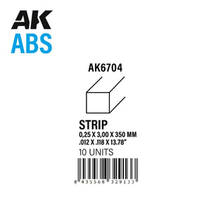 AK Interactive AK6704 STRIPS 0.25 X 3.00 X 350MM – ABS STRIP – 10 UNITS PER BAG – image 2