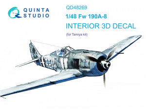 Quinta Studio QD48269 Fw 190A-8 3D-Printed &amp;amp; colored Interior on decal paper (Tamiya) 1/48