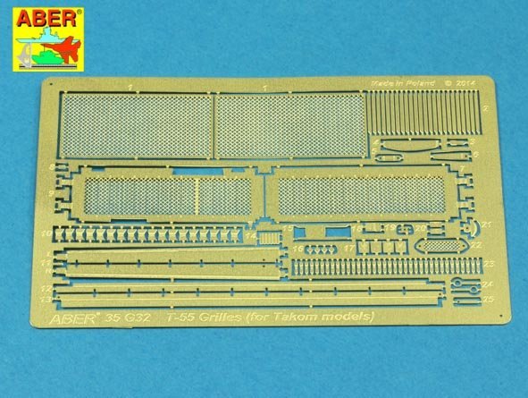 Aber 35G32 Grilles for Russian Tank T-55AM also for T-55AMV 1/35