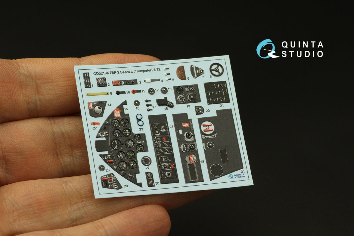 Quinta Studio QD32184 F8F-2 Bearcat 3D-Printed coloured Interior on decal paper (Trumpeter) 1/32 – zdjęcie 4