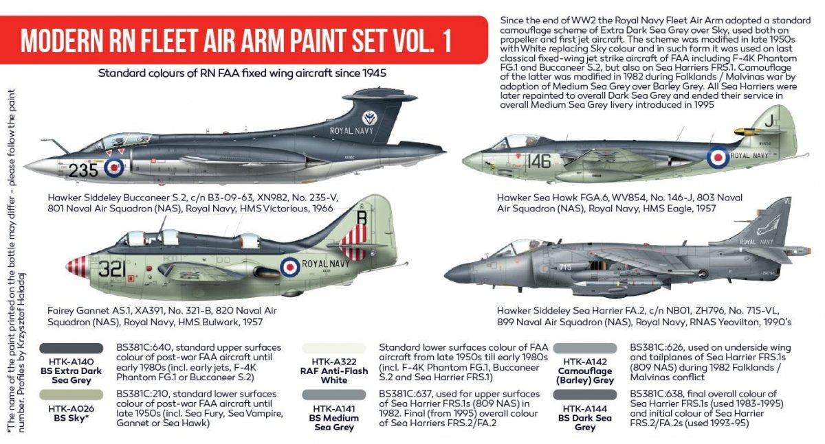 Hataka HTK-AS113 Modern RN Fleet Air Arm Paint Set Vol. 1 6x17ml – zdjęcie 3