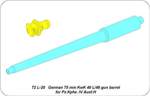 Aber 72L-20 Lufa 75mm KwK40L/48 do czołgu Panzer IV Ausf.H / German 75mm KwK 40 L/48 gun barrel for Pz.Kpfw. IV Ausf.H 1/72 – zdjęcie 4