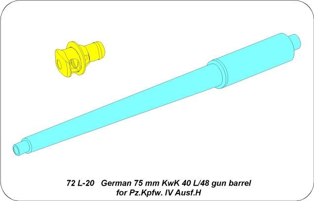 Aber 72L-20 Lufa 75mm KwK40L/48 do czołgu Panzer IV Ausf.H / German 75mm KwK 40 L/48 gun barrel for Pz.Kpfw. IV Ausf.H 1/72 – zdjęcie 4