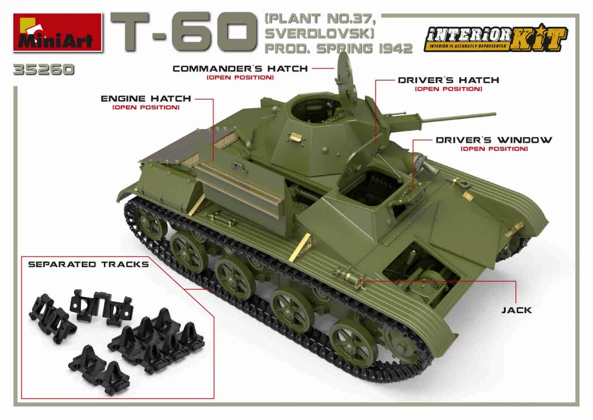 MiniArt 35260 T-60 PLANT N.37, SVERDLOVSK PROD. SPRING 1942. INTERIOR KIT 1/35 – zdjęcie 11