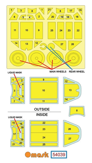 Omask 54039 Bf 109 E-1 / E-3 double-sided mask (for Wingsy Kits) 1/48 – image 2