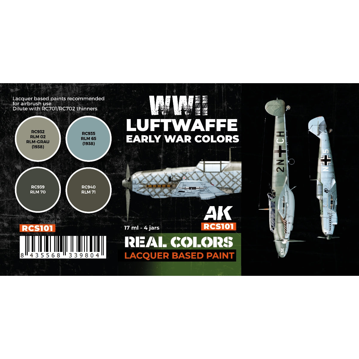 AK Interactive RCS101 WWII Luftwaffe Early War Colors 4x17ml