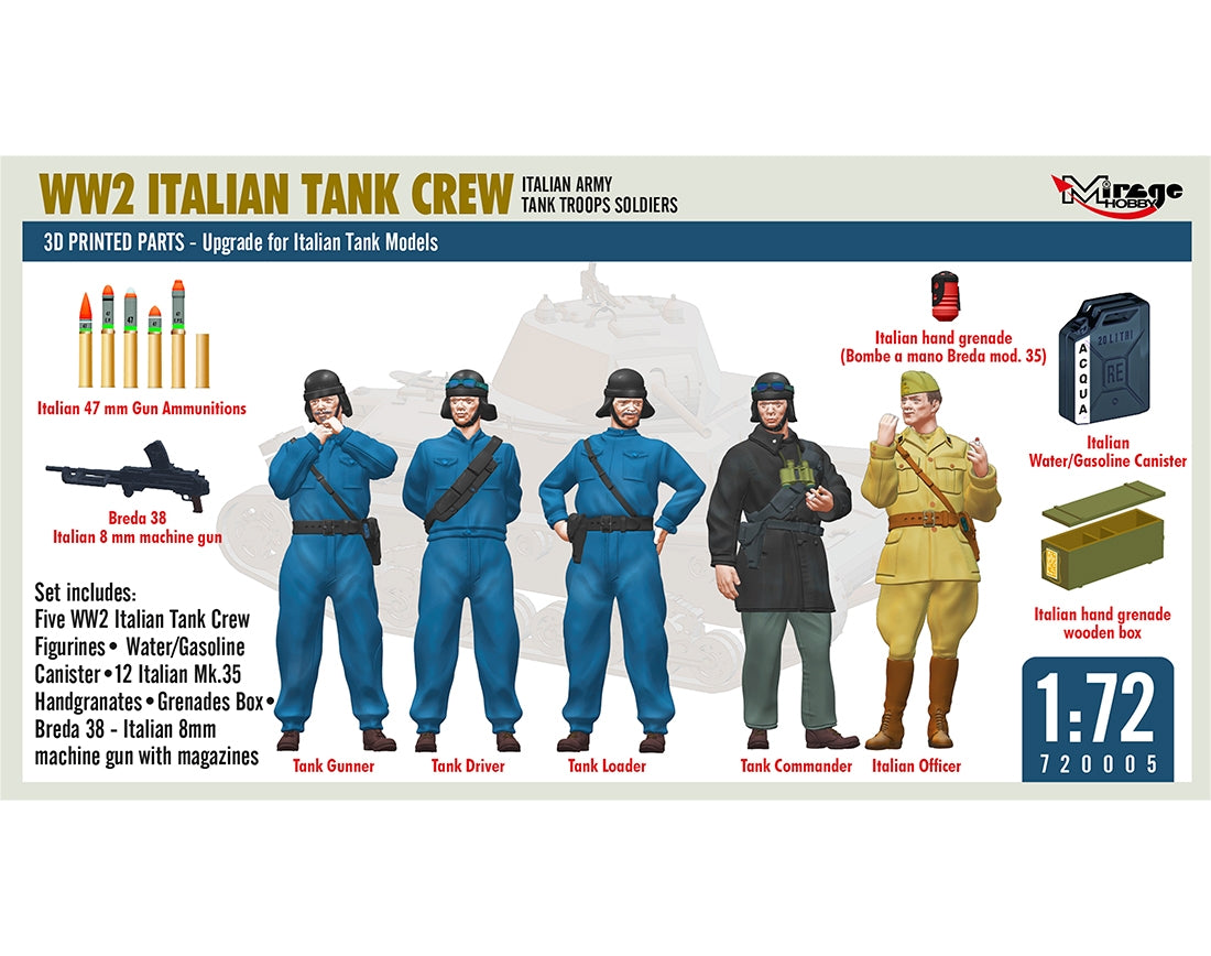 Mirage Hobby 720005 Italian Tank Crew 3D Print 1/72
