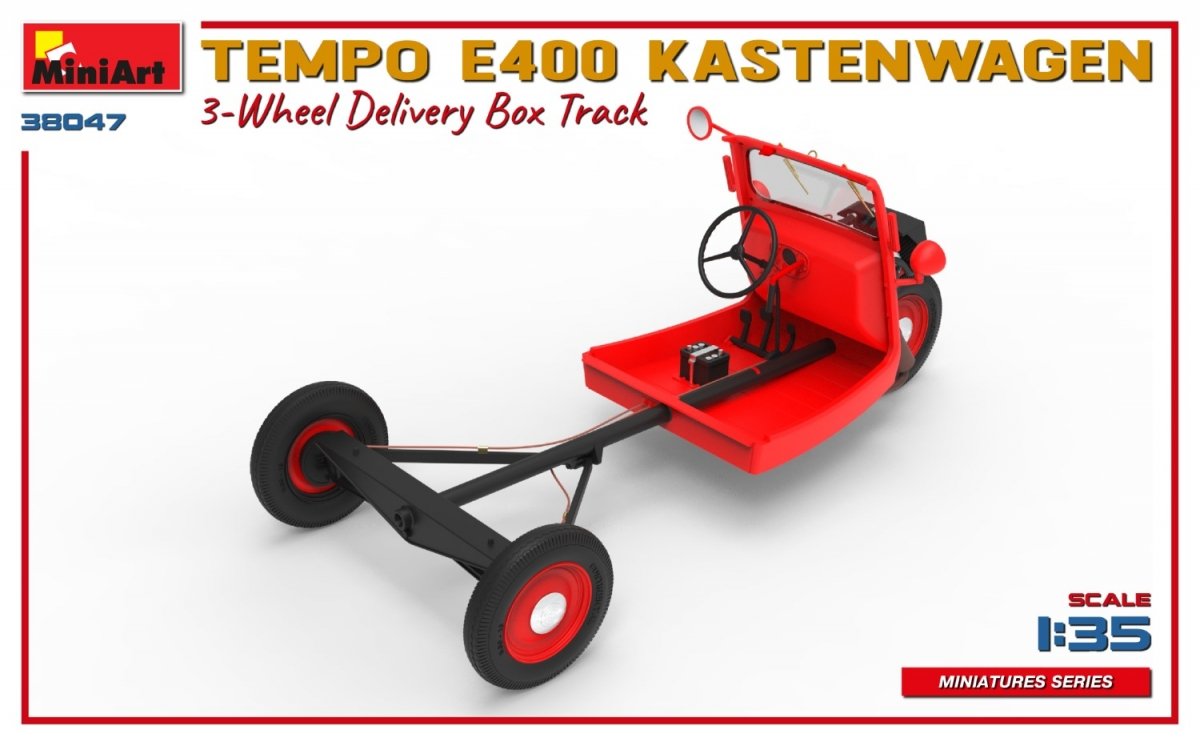 MiniArt 38047 TEMPO E400 KASTENWAGEN 3-WHEEL DELIVERY BOX TRACK 1/35 – zdjęcie 10