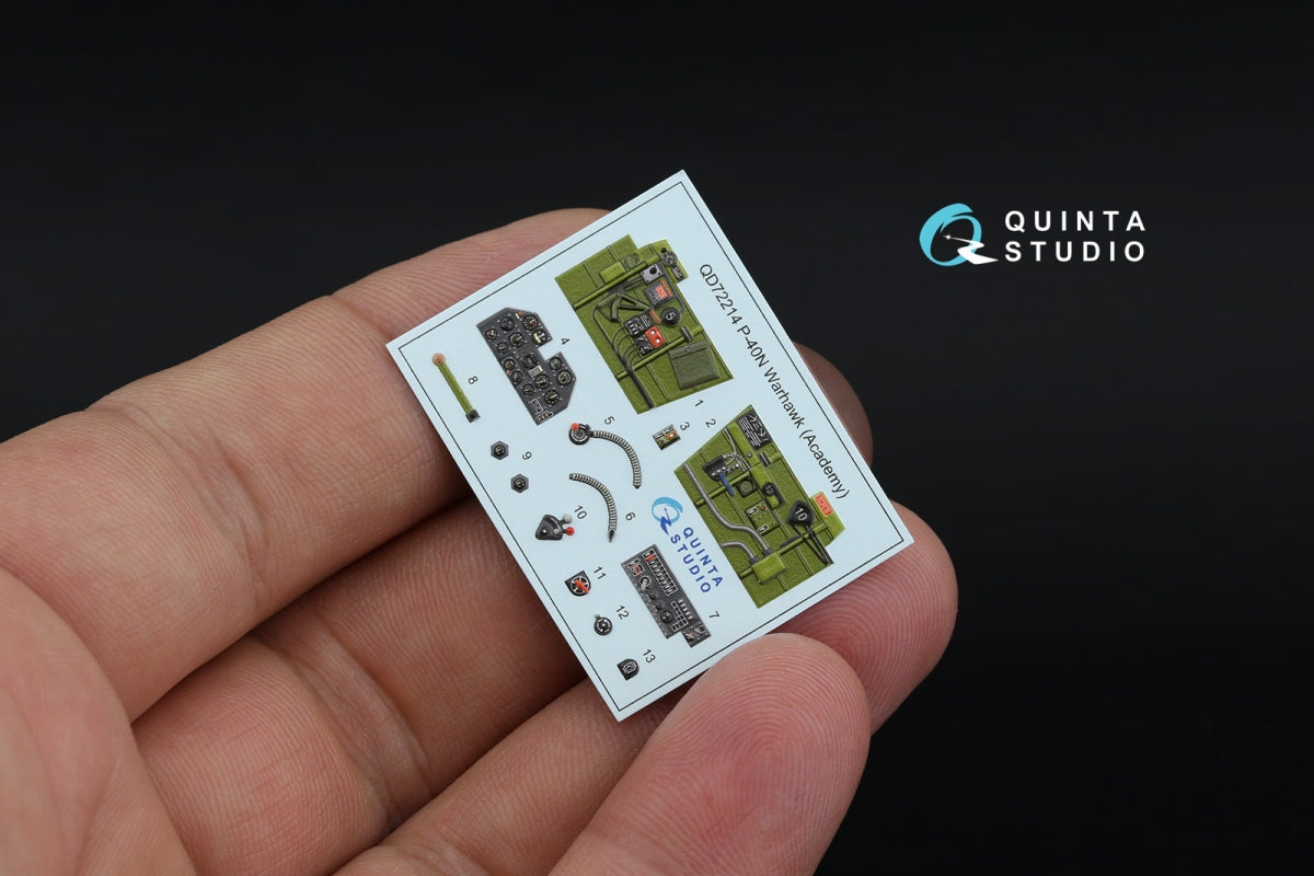 Quinta Studio QD+72214 P-40N Warhawk 3D-Printed &amp;amp; coloured Interior on decal paper (Academy) (with 3D-printed resin parts) 1/72 – zdjęcie 3