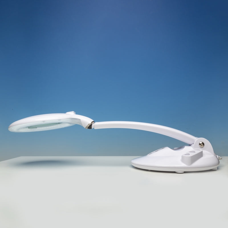 Lightcraft LC8098LED-EU LED Magnifier Table Lamp with Organiser Base / Kompaktowa Biurkowa Lampka Powiększająca LED z Podstawką Organizerem – zdjęcie 3