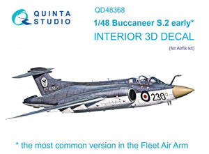 Quinta Studio QD48368 Buccaneer S.2 early 3D-Printed &amp;amp; coloured Interior on decal paper (Airfix) 1/48