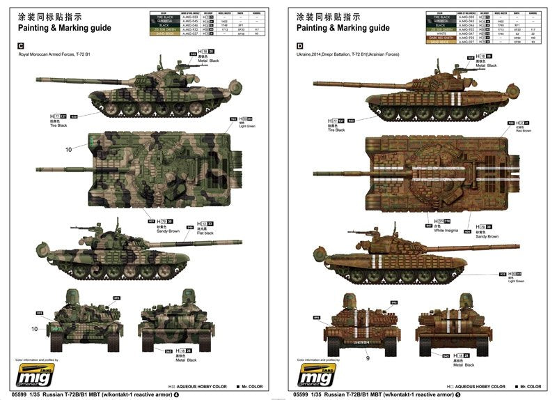 Trumpeter 05599 Russian T-72B/B1 MBT (w/kontakt-1 reactive armor) 1/35 – imagen 3