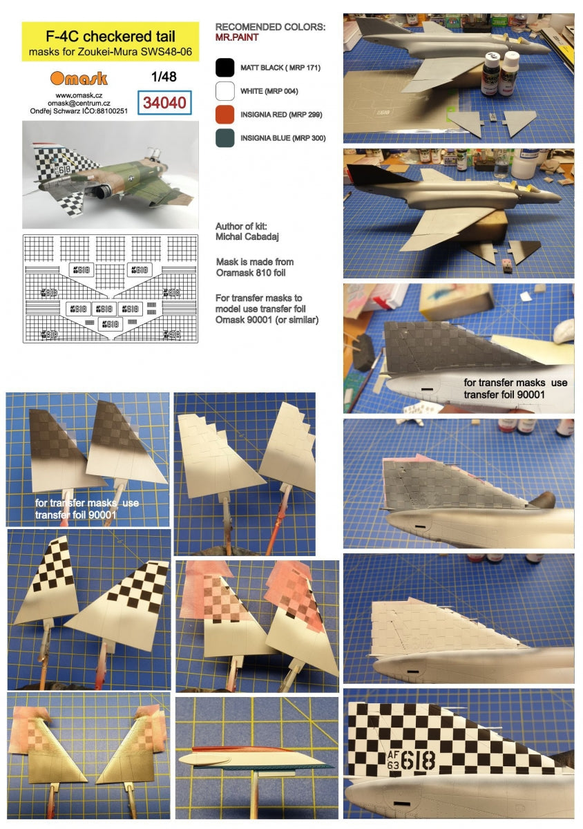 Omask 34040 F-4C checkered tail masks for Zoukei-Mura SWS48-06 1/48 – image 2