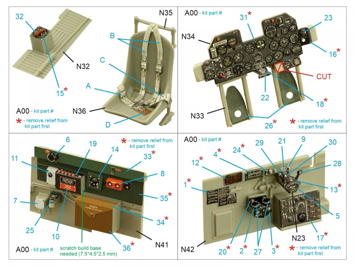 Quinta Studio QD32136 P-47D Razorback 3D-Printed &amp;amp; coloured Interior on decal paper (Trumpeter) 1/32 – zdjęcie 10