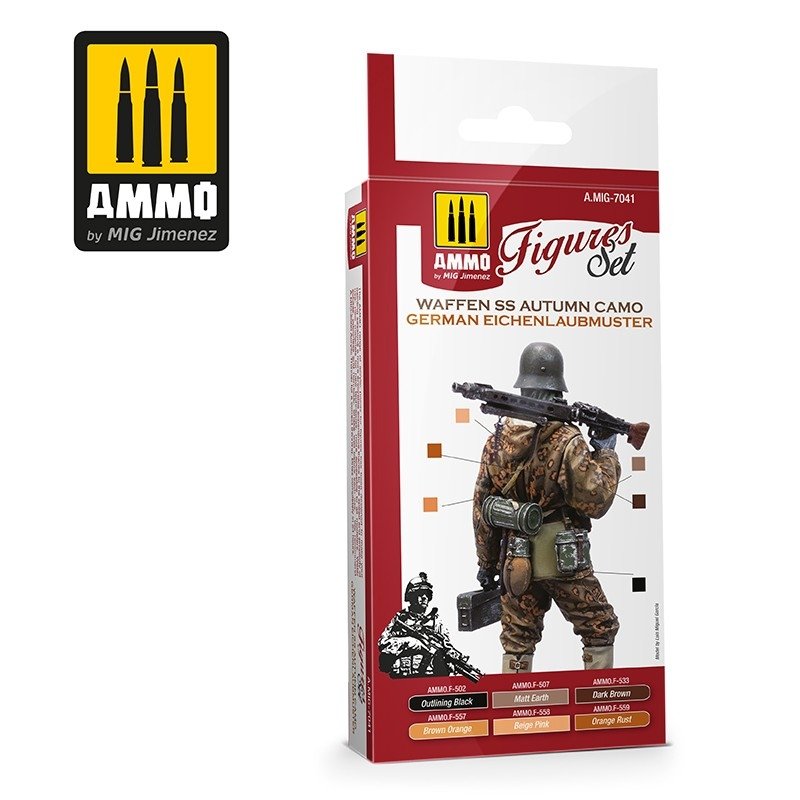 AMMO of Mig Jimenez 7041 WAFFEN SS Autumn Camo. German Einchenlaubmuster Set 6x17ml – zdjęcie 2