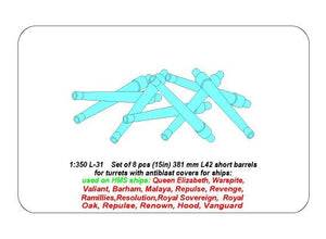 Aber 350L-31 Set of 8 pcs 381mm (15in) L42 Mk.I short barrels for Hood, Repulse, Queen Elisabeth, Vanguard 1/350 – image 6