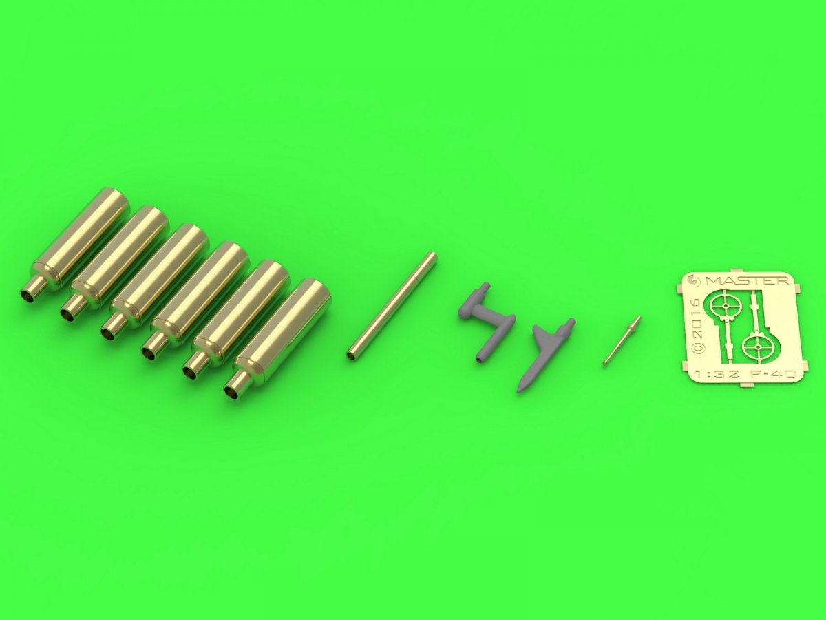 Master AM-32-099 Curtiss P-40 E - N - detail set - MG covers, sight and pitot tube (1/32) – image 3