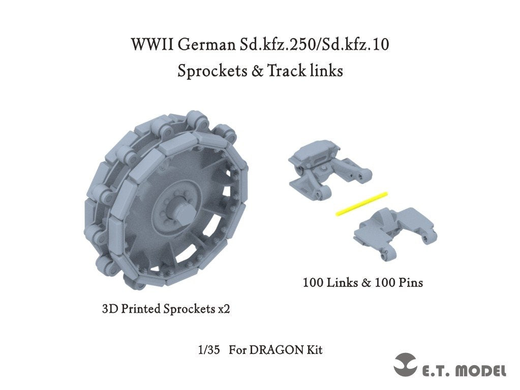 ET Model P35-066 WWII German Sd.kfz.250/Sd.kfz.10 Sprockets &amp;amp; Track links ( 3D Printed ) 1/35
