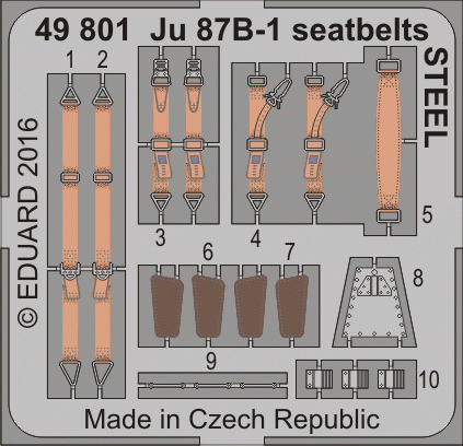 Ceintures de sécurité Eduard 49801 Ju 87B-1 STEEL AIRFIX 1/48