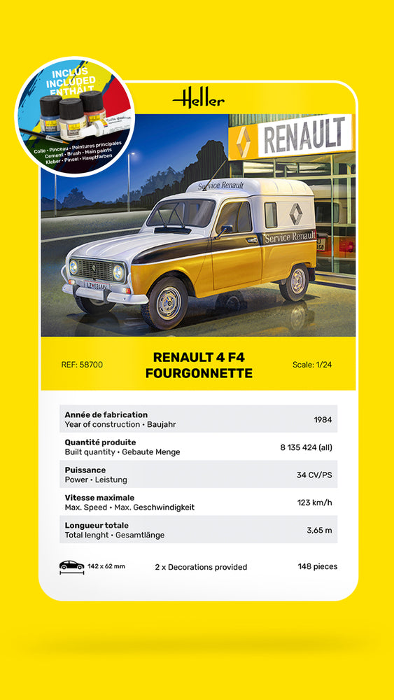 Heller 58700 Starter Kit - Renault 4 F4 Fourgonette 1/24 – image 5