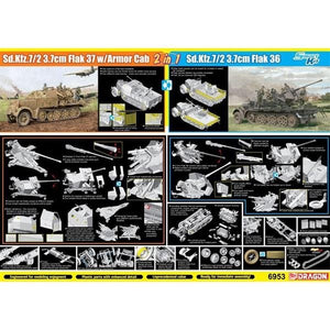 Dragon 6953 Sd.Kfz.7/2 3.7cm Flak37 w/Armored Cab x Sd.Kfz.7/2 3.7cm Flak36 (2in1) 1/35 – zdjęcie 2