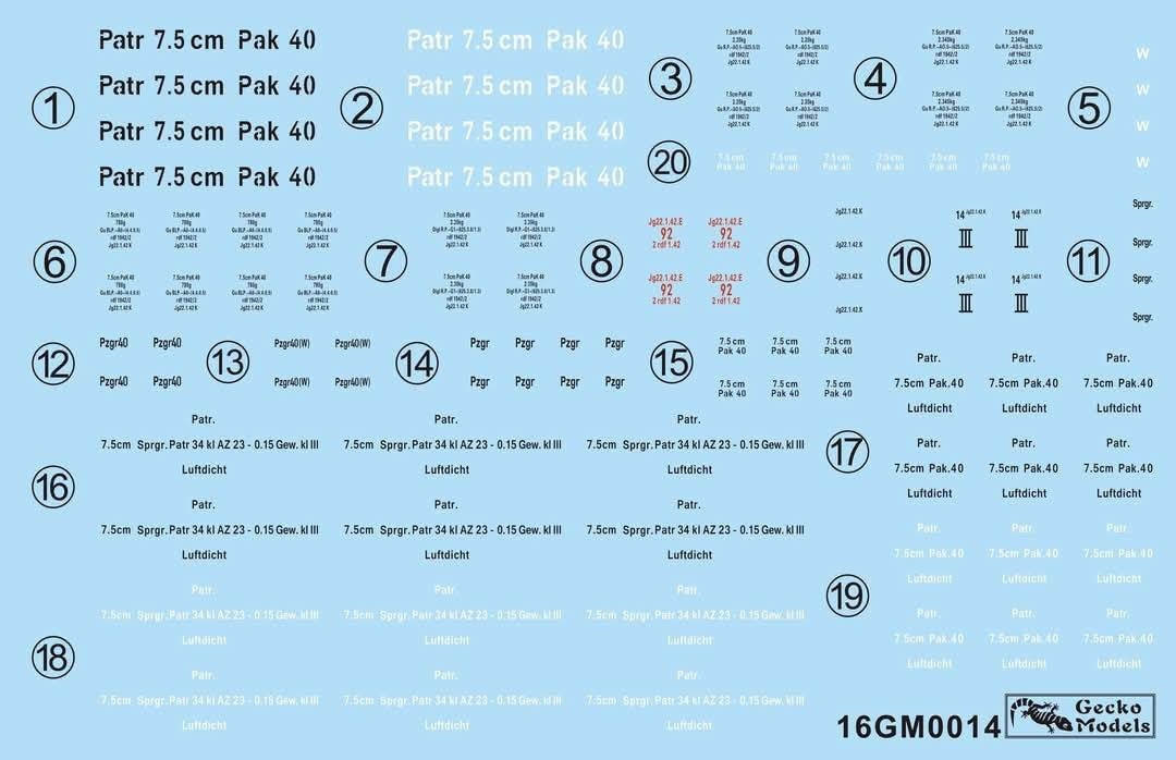 Gecko Models 16GM0014 German 7,5 cm Pak 40 Ammo Boxes w/Shells Set 1/16 – zdjęcie 2
