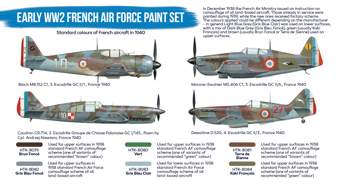 Hataka HTK-BS16 BLUE LINE – Early WW2 French Air Force paint set 6x17ml – image 3