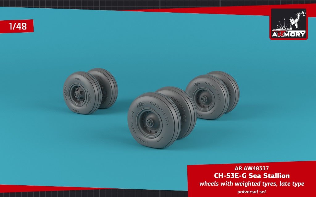 Armory Models AW48337 CH-53 Sea Stallion wheels w/ weighted tires, late 1/48 – zdjęcie 4