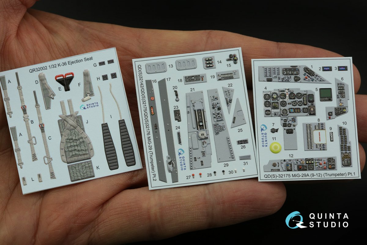 Quinta Studio QD32175 MiG-29 9-12 Fulcrum A 3D-Printed &amp;amp; colored Interior on decal paper (Trumpeter) 1/32 – image 2