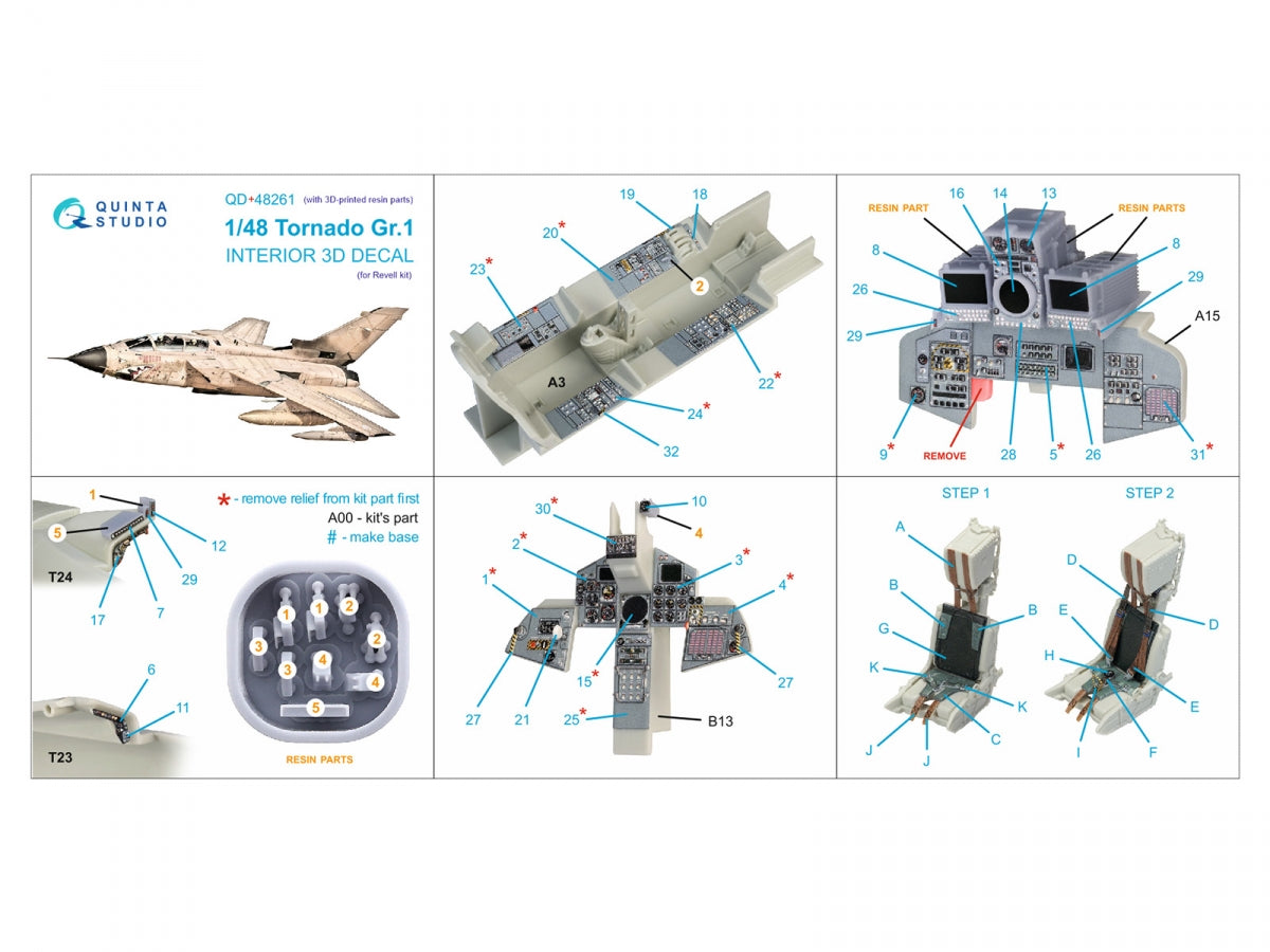 Quinta Studio QD+48261 Tornado GR.1 3D-Printed &amp;amp; coloured Interior on decal paper (Revell) (with 3D-printed resin parts) 1/48 – zdjęcie 2