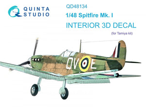 Quinta Studio QD48134 Spitfire Mk.I 3D-Printed &amp;amp; colored Interior on decal paper (Tamiya) 1/48