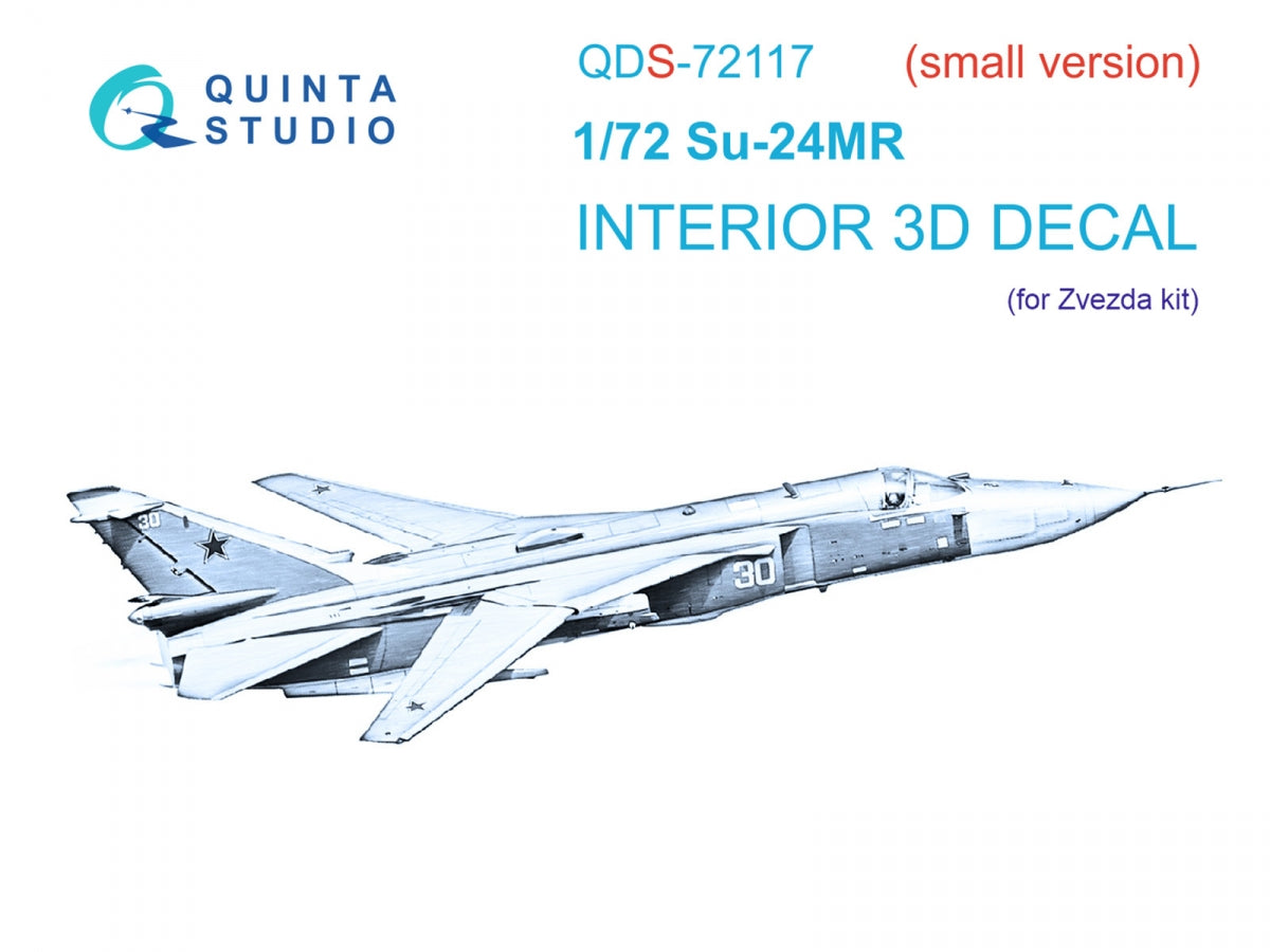 Quinta Studio QDS-72117 Su-24MR 3D-Printed colored Interior on decal paper (Zvezda) (small version) 1/72