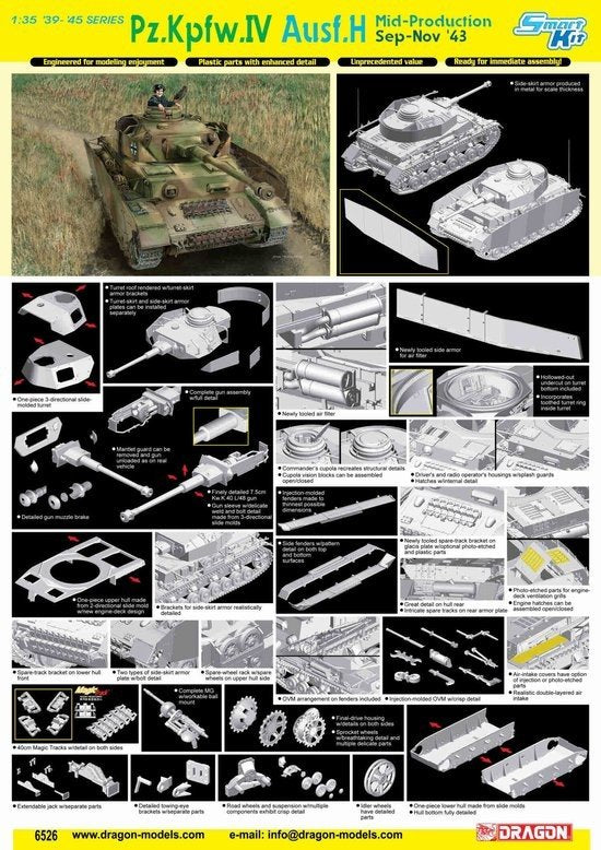 Dragon 6526 Pz.Kpfw.IV Ausf.H, Mid-Production Sep-Nov 43 1/35 – zdjęcie 2