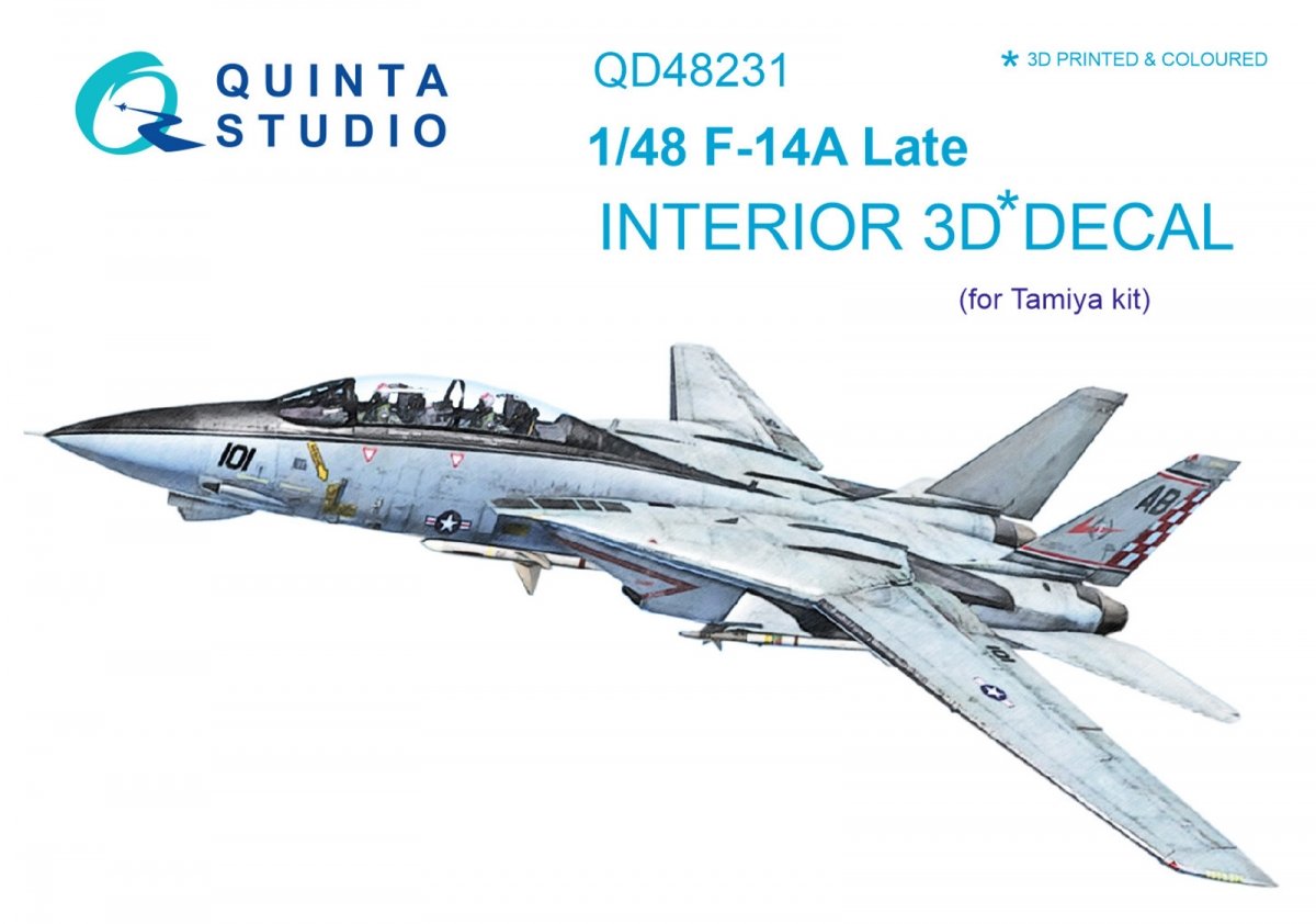 Quinta Studio QD48231 F-14A Late 3D-Printed & coloured Interior on decal paper (for Tamiya kit) 1/48