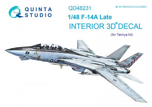 Quinta Studio QD48231 F-14A Late 3D-Printed &amp;amp; coloured Interior on decal paper (for Tamiya kit) 1/48
