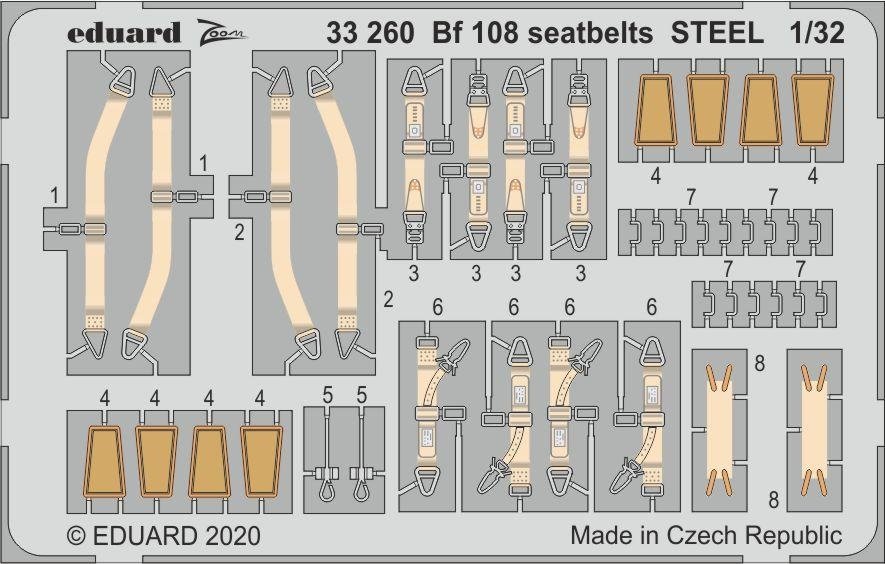 Eduard 33260 Bf 108 seatbelts STEEL 1/32 EDUARD