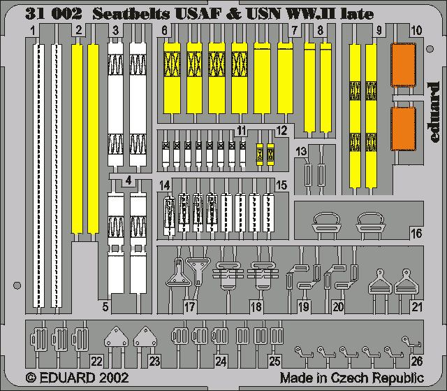 Ceintures de sécurité Eduard 32506 USAF et USN Seconde Guerre mondiale, fin de la Seconde Guerre mondiale, échelle 1/32 