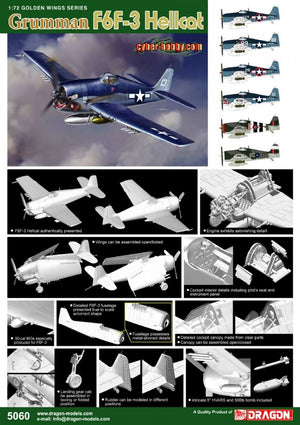 Dragon 5060 Grumman F6F-3 Hellcat (Golden Wings Series) 1/72 – Bild 2