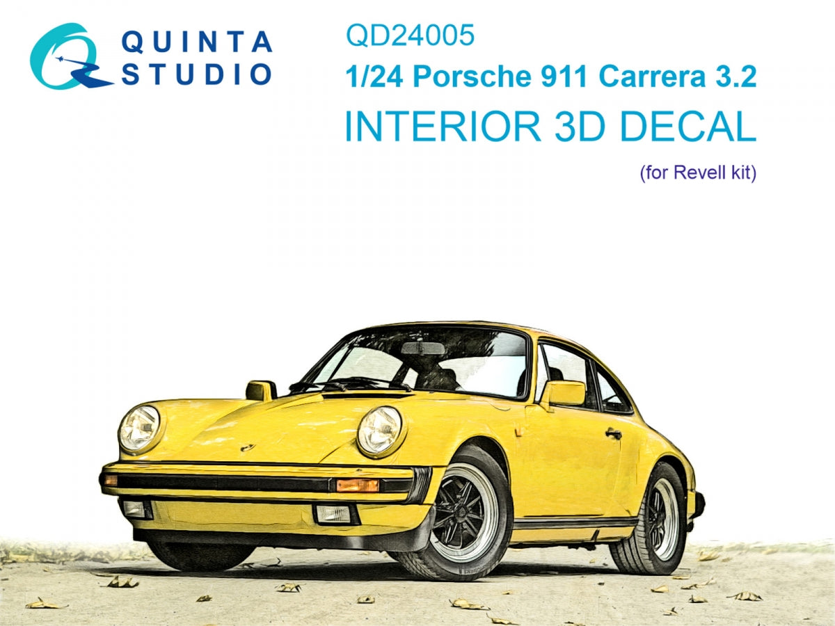 Quinta Studio QD24005 Porsche 911 Carrera 3.2 3D-Printed & coloured Interior on decal paper (Revell) 1/24