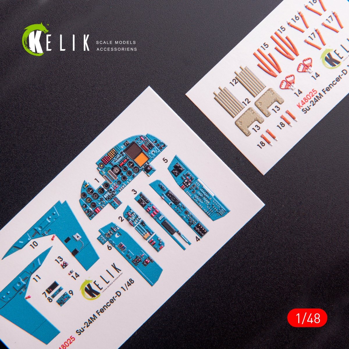 KELIK K48025 SU-24 INTERIOR 3D DECALS FOR TRUMPETER KIT 1/48 – zdjęcie 2