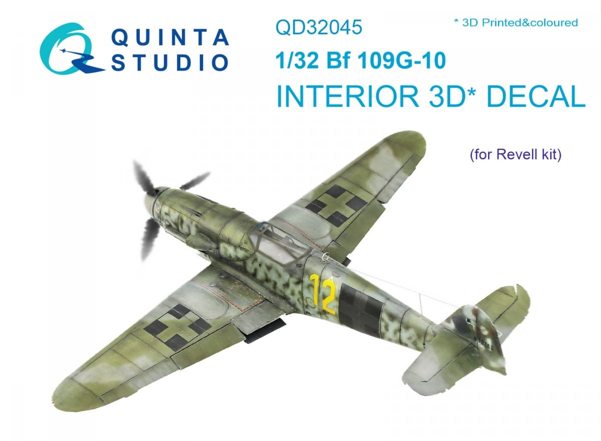 Quinta Studio QD32045 Bf 109G-10 3D-Printed &amp;amp; coloured Interior on decal paper (for Revell kit) 1/32