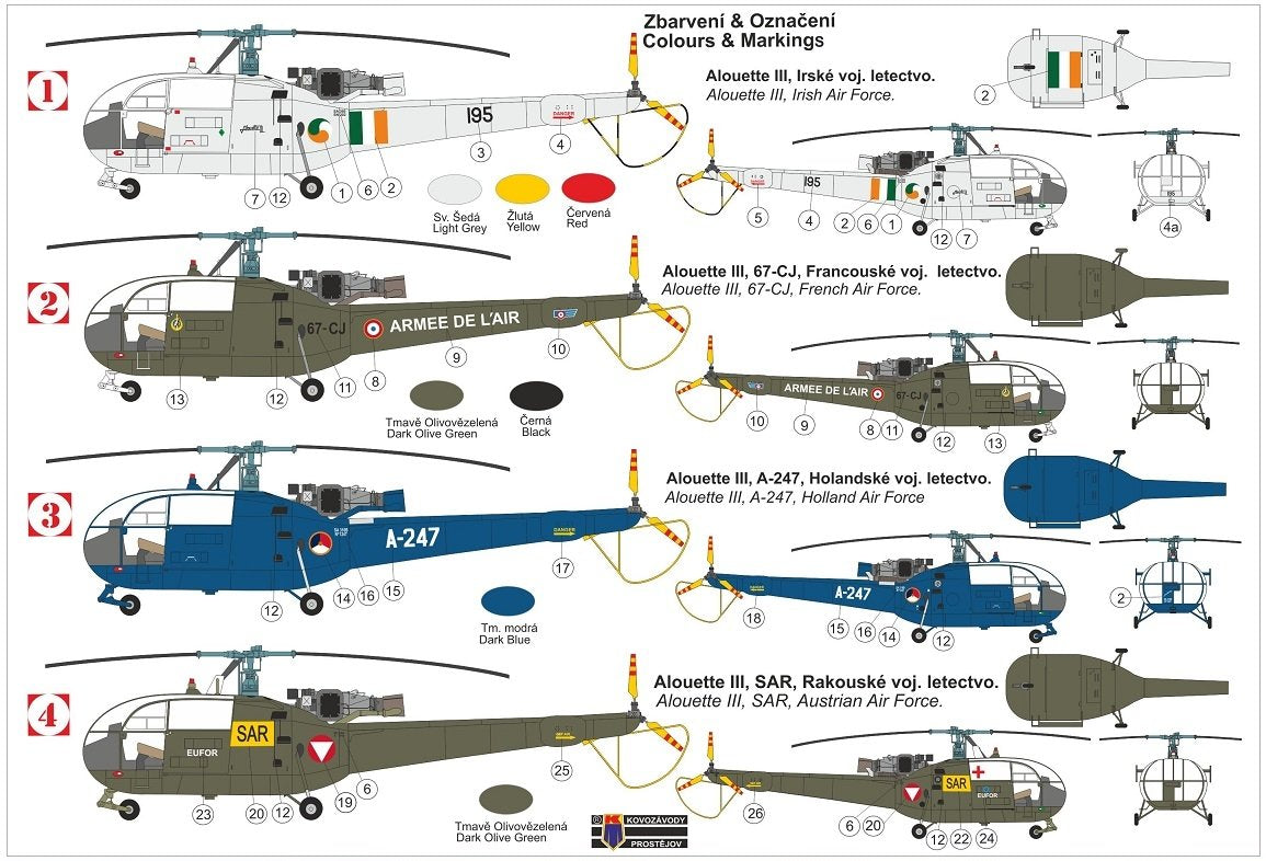 Kovozavody Prostejov KPM0278 Alouette III „Over Europe“ 1/72 – zdjęcie 2