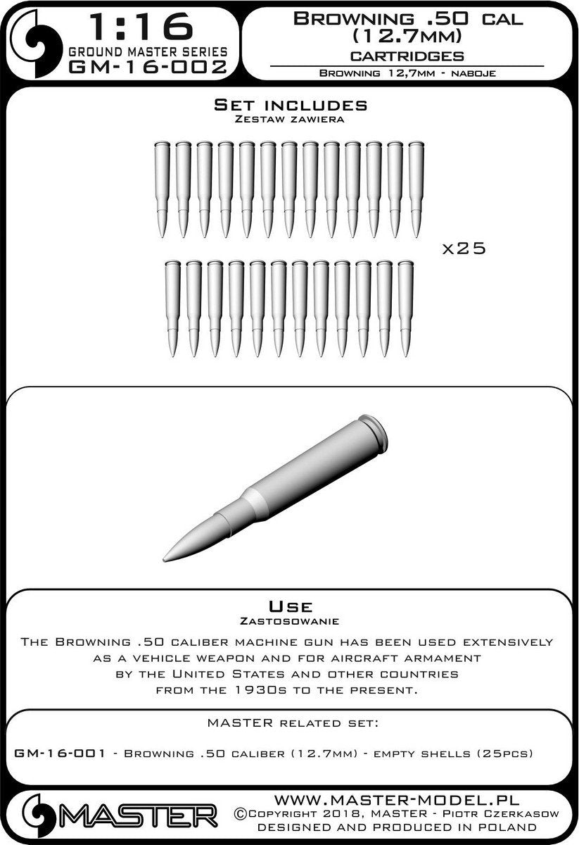 Master GM-16-002 Browning .50 caliber (12.7mm) - cartridges (25 pcs) 1/16 – image 4