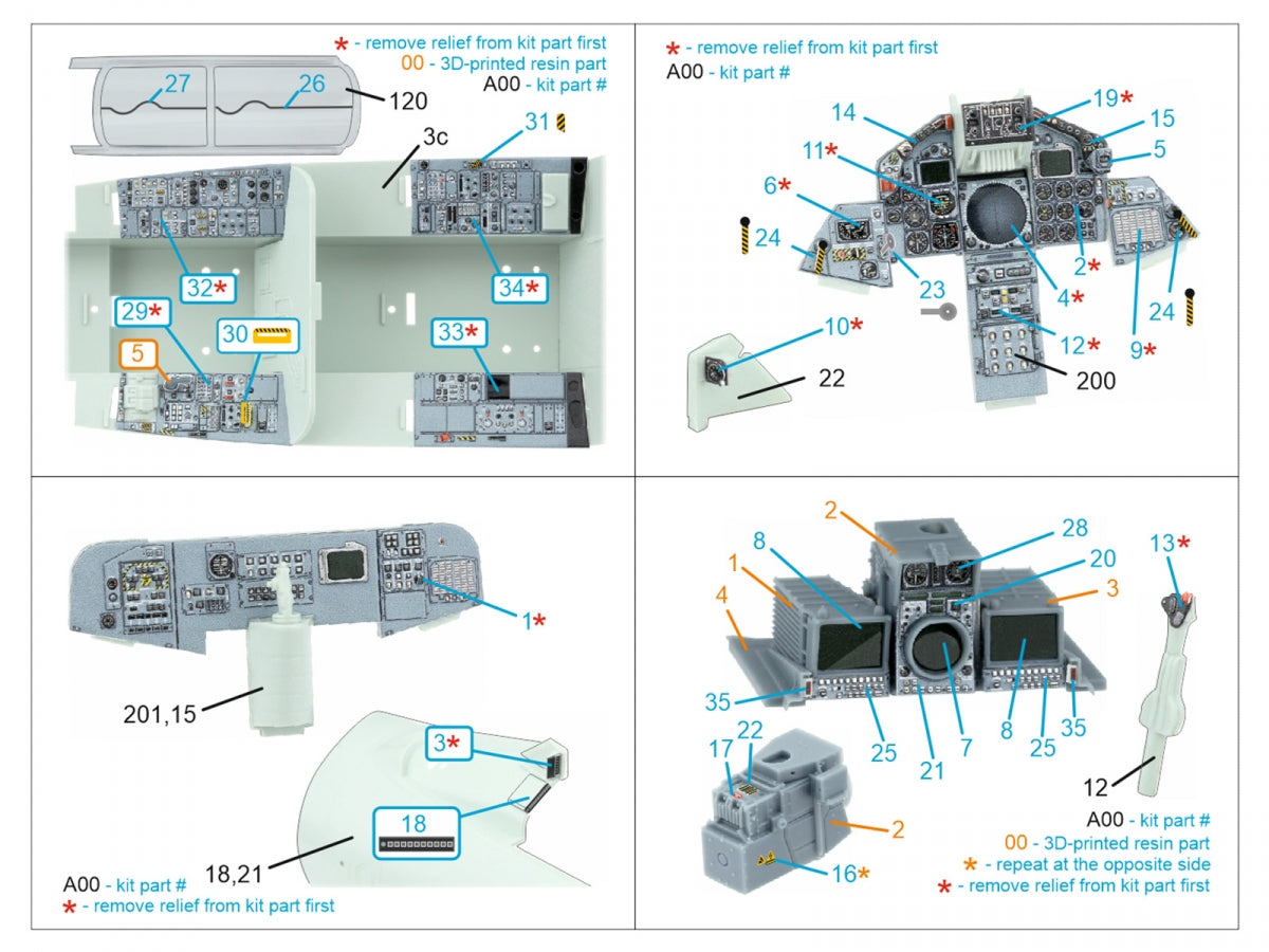 Quinta Studio QDS+32263 Tornado GR.1 3D-Printed &amp; coloured Interior on decal paper (Revell) (Small version) (with 3D-printed resin parts) 1/32